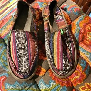 Sanuk Donna Sidewalk Surfer Slip On hemp Rasta loafers size 6/37 Casual